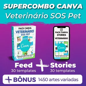Imagem principal do produto Canva Supercombo Veterinário Feed + Stories +Kits Bônus +1000 Artes