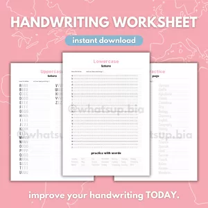 Cover image for Ebook Handwriting Practice Worksheet - 10 Pages (Letters and Words) | Printable Worksheets