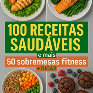 Imagem de capa para o Ebook 100 Receitas Saudáveis e mais 50 sobremesas fitness + Dicas