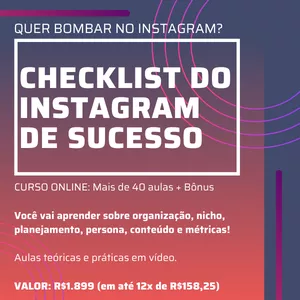 Imagem de capa para o Curso online CHECKLIST DO INSTAGRAM DE SUCESSO