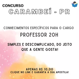 Imagem de capa para o Ebook Carambeí - PR: PROFESSOR 20H - Conhecimentos Específicos