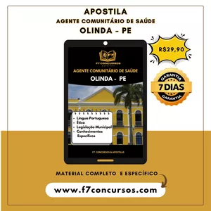 Imagem de capa para o Ebook Apostila Agente Comunitário de Saúde de Olinda - PE + Bõnus: 300 questões específicas comentadas