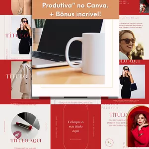 Imagem de capa para o Ebook Pack "Você Mais Produtiva" no Canva. + Bônus incrível!