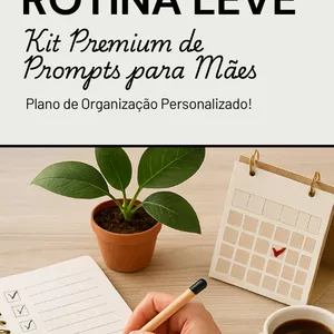 Imagem de capa para o Ebook Rotina Leve - Kit Premium de Prompts para Mães