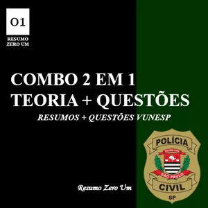 Imagem principal do produto COMBO 2 EM 1 (TEORIA + QUESTÕES) para Investigador de Polícia PC/SP