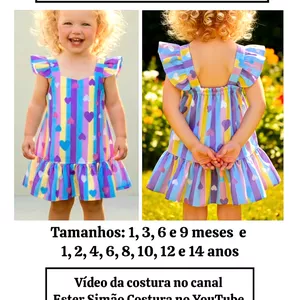 Imagem de capa para o Ebook Molde Vestido infantil Trapézio com Alça de babado 