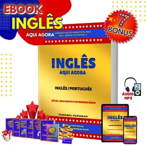 Imagem principal do produto E-book Inglês Aqui Agora + Áudio MP3 + 7 Bônus
