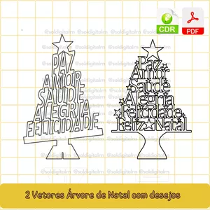 Imagem de capa para o Ebook 2 Vetores Árvore de Natal com desejos (PDF e Corel Draw)