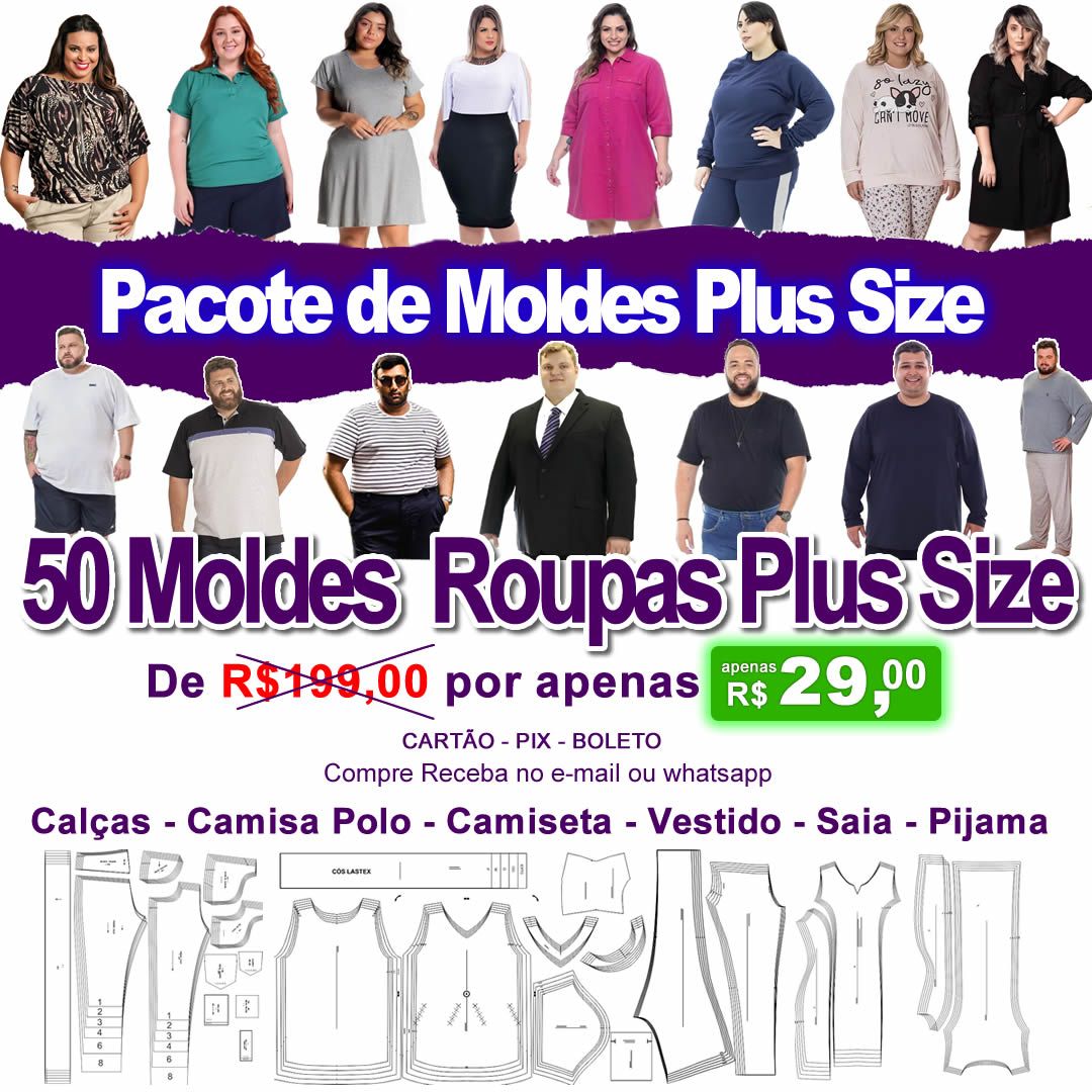 50 Moldes Roupas Plus Size