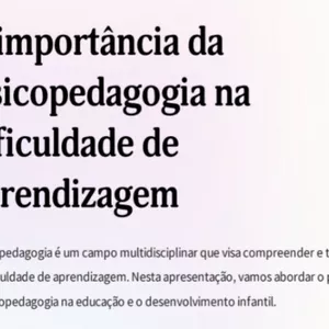 Imagem de capa para o Ebook A importância da Psicopedagogia na dificuldade de aprendizagem