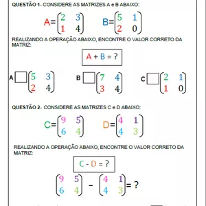 Imagem de capa para o Ebook Atividade Adaptada-Operações de Matrizes