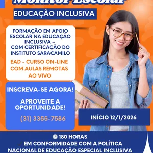 Imagem do curso Formação em Apoio Escolar na Educação Inclusiva – 180h