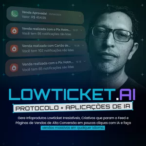 Imagem de capa para o Curso online LOW TICKET AI - Infoprodutos com IA em poucos cliques