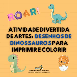 Imagem de capa para o Ebook Diversão e Criatividade com Dinossauros – Atividades de Artes para Imprimir e Colorir