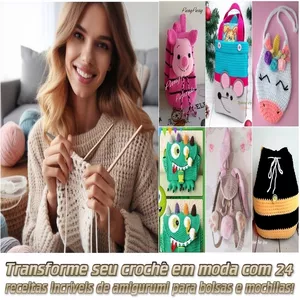 Imagem de capa para o Curso online 24 Receitas Amigurumi de Bolsas e Mochilas