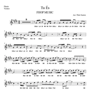Imagem de capa para o Curso online 🎼 Tu És ( Fhop Music ) Flauta e Violino - Partitura Fácil + Playback