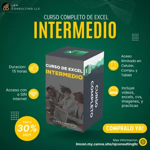 Imagen de portada para Curso online CURSOS DE EXCEL INTERMEDIO  + PLANTILLAS + CV TIPS