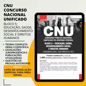 Imagem de capa para o Ebook CNU - Concurso Nacional Unificado - Bloco 5 - Educação, Saúde, Desenvolvimento Social e Direitos Humanos 