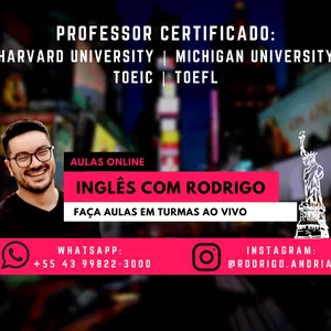 Imagem de capa para o Curso online Inglês com Rodrigo - Curso completo ao vivo