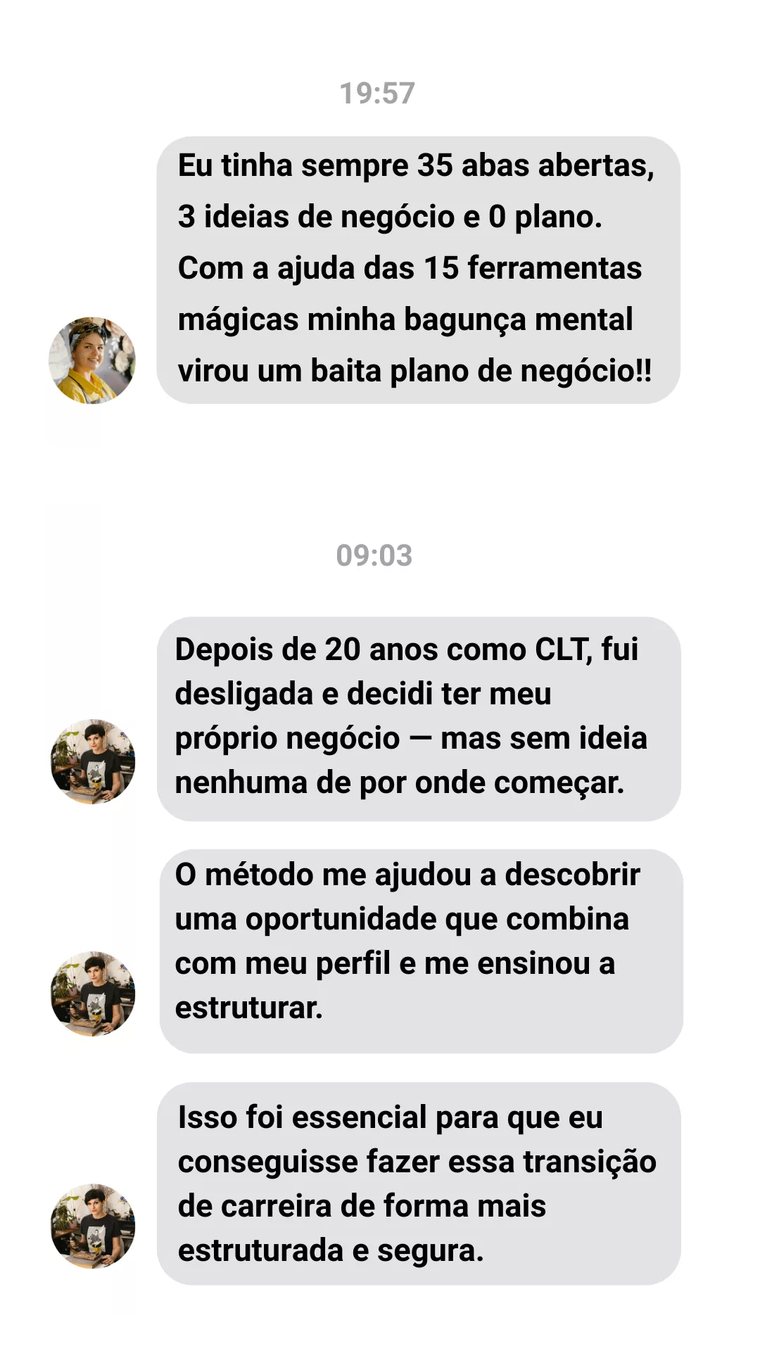 Depoimentos de alunos que começaram a vender com o método Pronto para Decolar