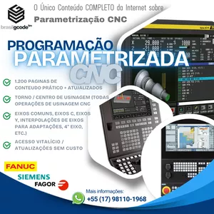 Imagem de capa para o Ebook Formação em Programação Parametrizada CNC (Fanuc, Siemens, Fagor, Haas) – Domine Macros e Multi-Eixos (Torneamento &amp; Fresamento)