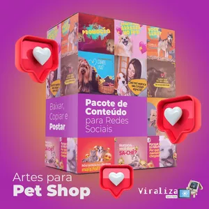 Imagem de capa para o Curso online Pack com 200 Artes de Redes Sociais para Pet Shop + Bônus