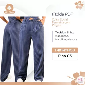 Imagem de capa para o Ebook MOLDE CALÇA SOCIAL FEMININA COM PREGAS