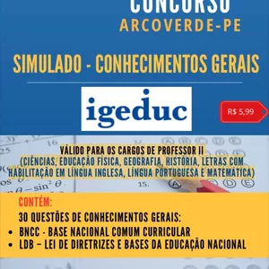 Imagem de capa para o Ebook SIMULADO - CONHECIMENTOS GERAIS - PROFESSOR - IGEDUC