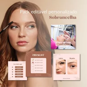 Imagem de capa para o Curso online Pack Canva Designer de Sobrancelhas 20 templates editáveis