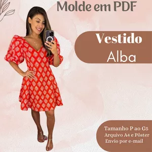 Imagem de capa para o Ebook MOLDE EM PDF - VESTIDO ALBA