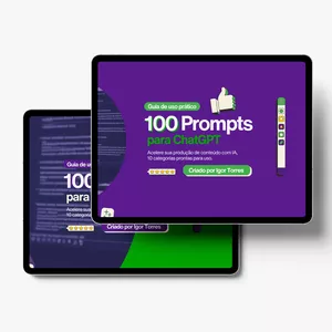 Imagem de capa para o Curso online EBOOK - 100 Prompts para ChatGPT: práticos e prontos para usar! 