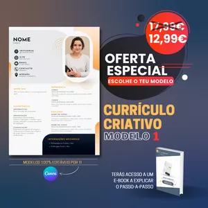 Imagem de capa para o Ebook Modelo 1- Currículo Criativo 100% Editável por ti