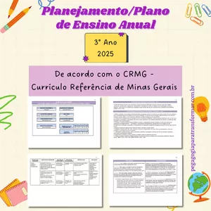 Imagem de capa para o Ebook Planejamento de acordo com o CRMG – 3º Ano do Ensino Fundamental - 2025