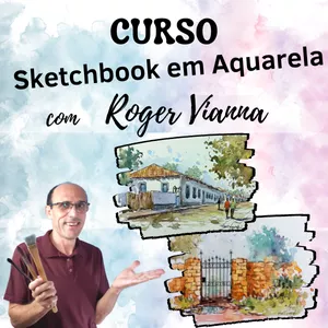 Imagem de capa para o Curso online Sketchbook em Aquarela com Roger Vianna