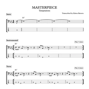 Cover image for Online course MASTERPIECE (Temptations) Bass Transcription, Score &amp; Tab Lesson