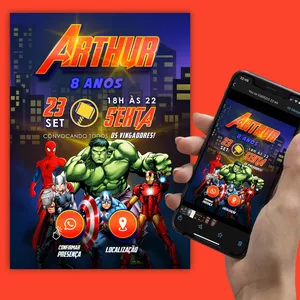 Imagem de capa para o Curso online Convite Digital Interativo Avengers Vingadores Heróis Marvel