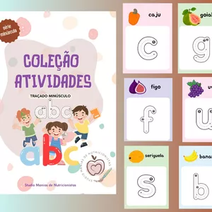 Imagem de capa para o Ebook Caderno de Atividades:  Traçando Letras e frutas *Série minúscula*