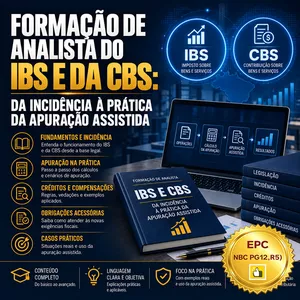 Imagem do curso FORMAÇÃO DE ANALISTA DO IBS E DA CBS: DA INCIDÊNCIA À PRÁTICA DA APURAÇÃO ASSISTIDA (PONTUAÇÃO NO PEPC) - GRAVADO - 21 A 24/09/2026