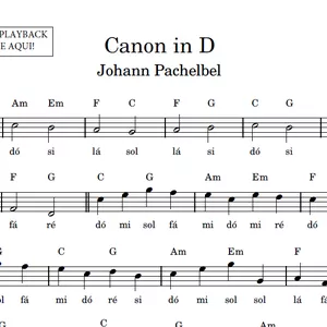 Imagem de capa para o Ebook Canon in D (Johann Pachelbel) - Partitura Facilitada com Playback