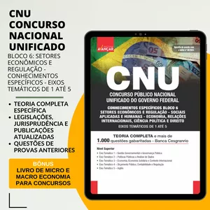 Imagem de capa para o Ebook CNU - Concurso Nacional Unificado - BLOCO 6 - CONHECIMENTOS ESPECÍFICOS - Eixos Temáticos 1 até 5 - E-BOOK