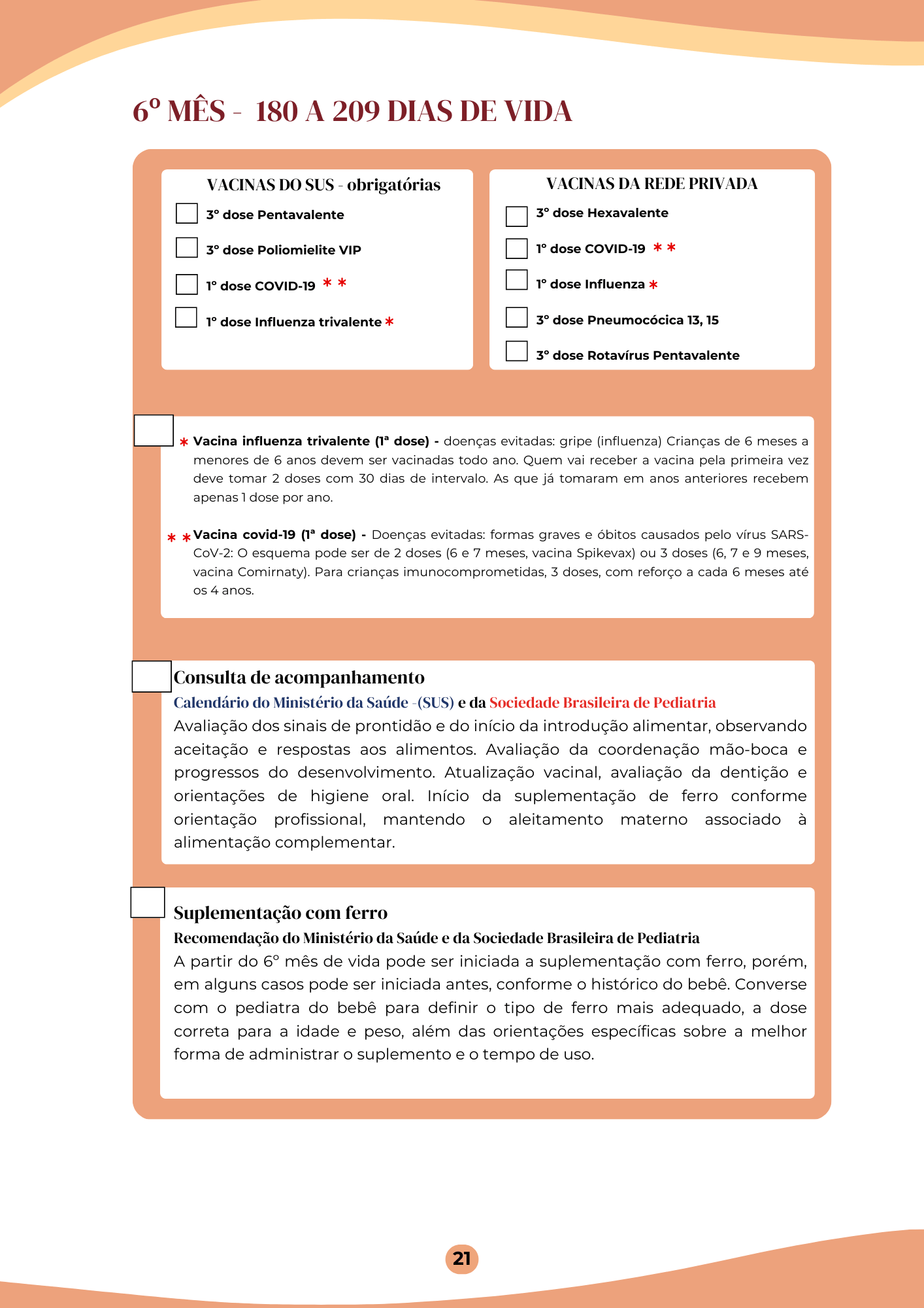 agenda de saúde do bebê
