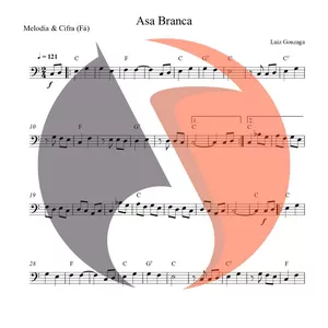 Imagem de capa para o Ebook Asa Branca - Melodia &amp; Cifra (clave de fá)