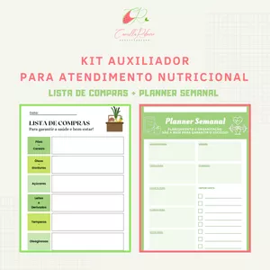 Imagem principal do produto KIT AUXILIADOR PARA ATENDIMENTO NUTRICIONAL - Lista de Compras + Planner Semanal 
