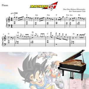 Cover image for Ebook Piano Dragon Ball GT Opening Dan Dan Kokoro Hikareteku 