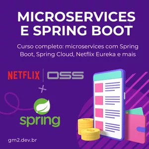 Imagem de capa para o Curso online Microservice com Spring Boot, Spring Cloud, Netflix Eureka e mais