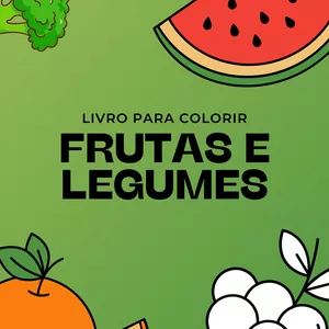 Imagem de capa para o Ebook Livro para colorir frutas e legumes em Português (Brasil)