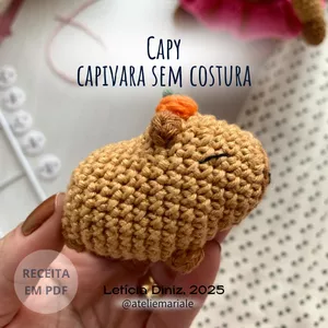 Imagem de capa para o Ebook Capy- capivara sem costura | Receita de amigurumi em PDF