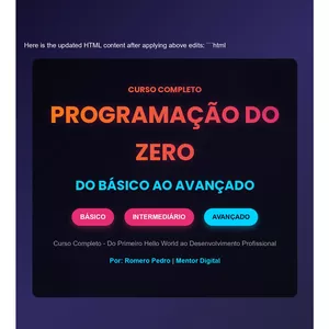 Imagem de capa para o Curso online Progamação do zero do básico ao avançado