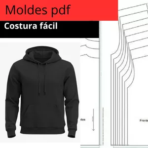 Imagem de capa para o Ebook Moldes masculino pdf - Blusa Moletom Canguru com Capuz (PP ao GG)