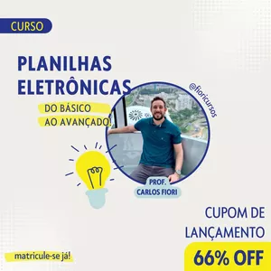Imagem de capa para o Curso online Curso de Planilhas Eletrônicas - Excel e Google Planilhas do básico ao avançado